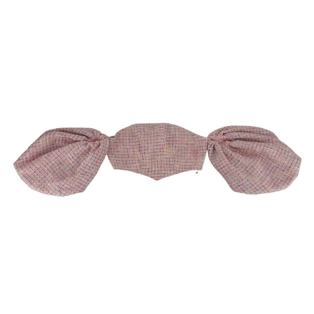 Tweed Crop Top Size XS Pink Dramatic Puff Sleeves Shein Preppy Coquette NEW Chic